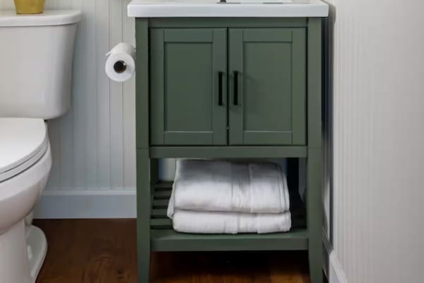 A fresh, modern vanity stocked with everything you need to get ready for the day ahead.