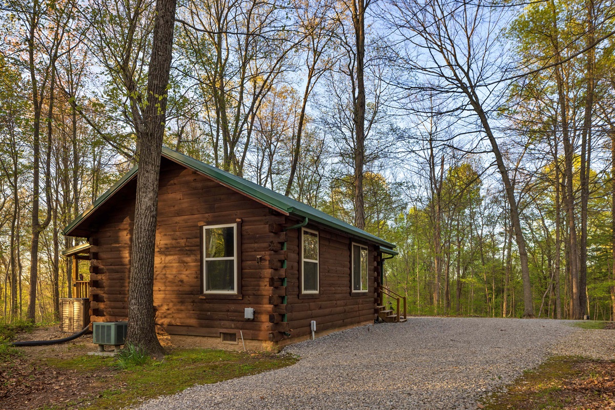 View of the cabin from the parking loop.