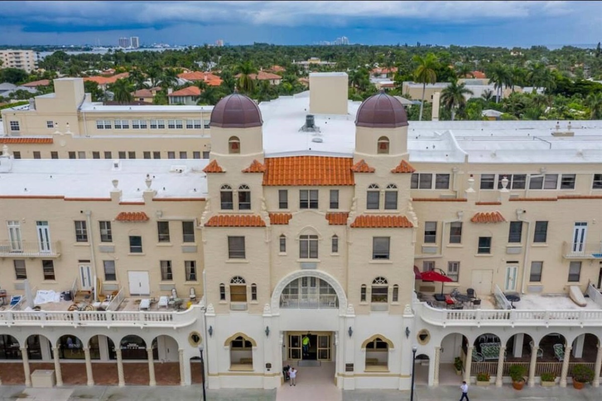 Arial view of the historic Palm Beach Hotel.