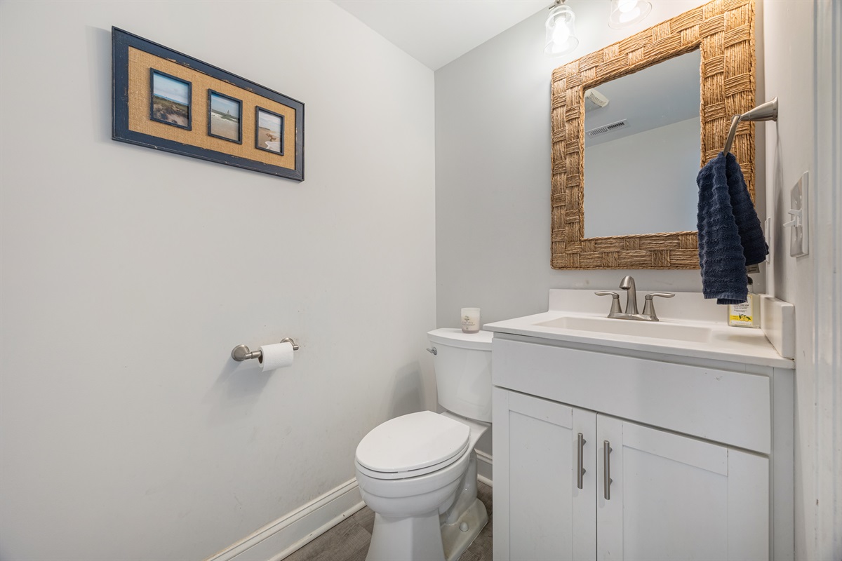 Convenient half bath for guests and quick refreshes