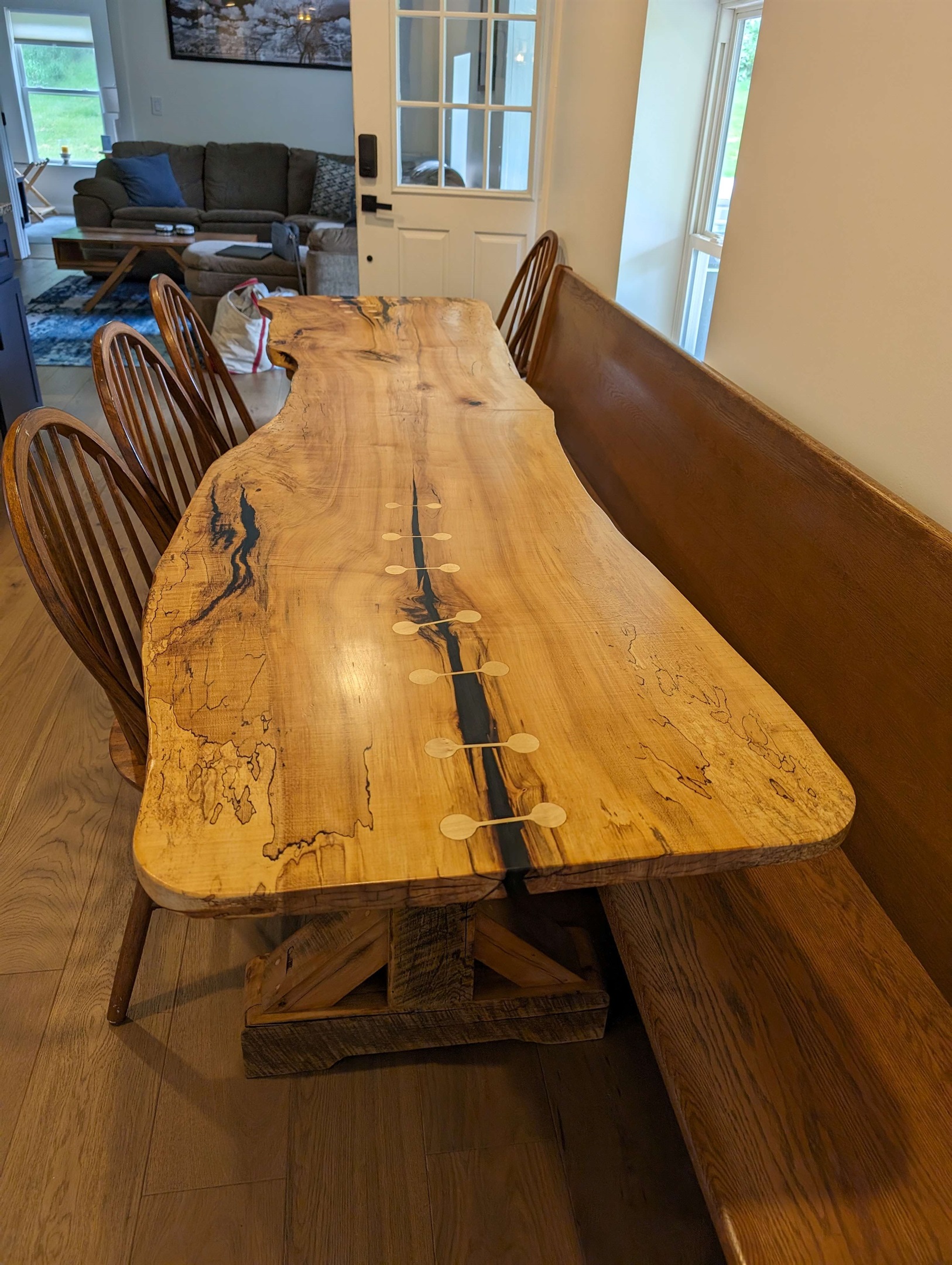 Custom made dining table for your group to sit and enjoy a meal together.