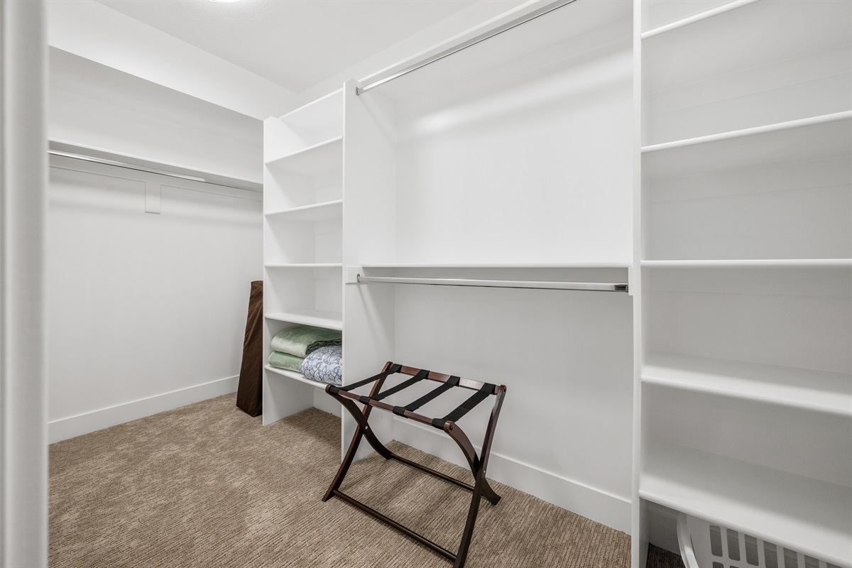 This bunk bedroom also has a walk-in closet.