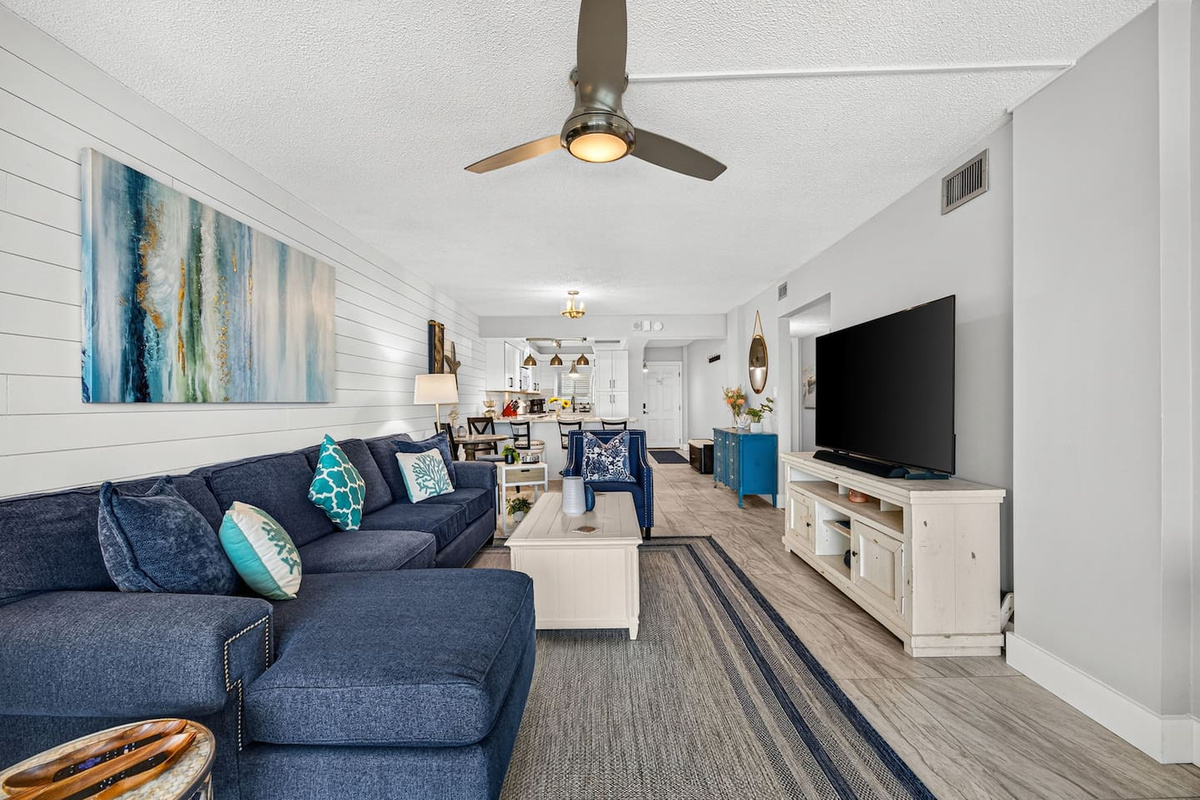 Enjoy Gulf views from spacious living room