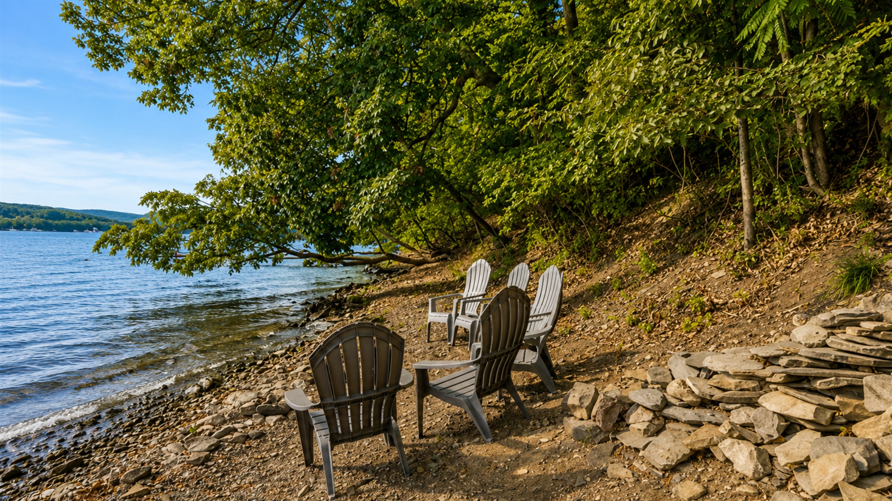 Relax by the water’s edge with Adirondack seating, perfect for sunsets, conversations, and lake breezes.