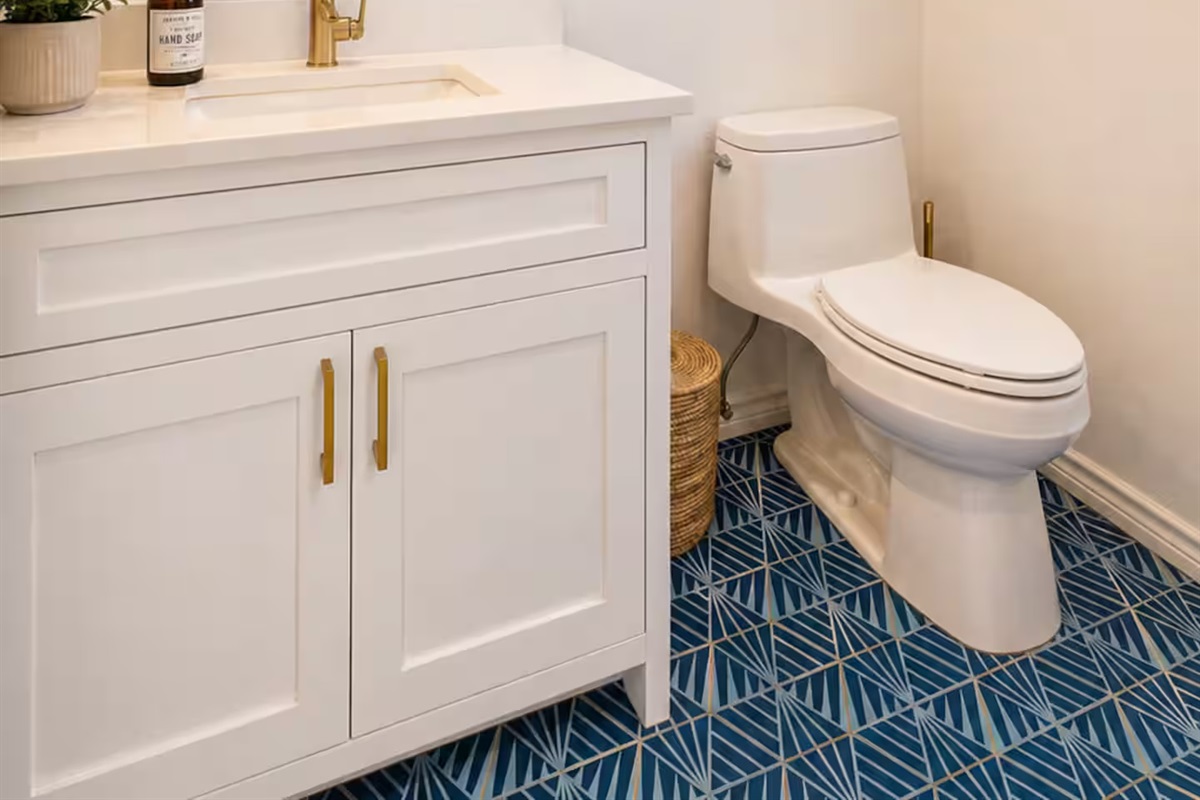 Stylish bathroom with unique design touches