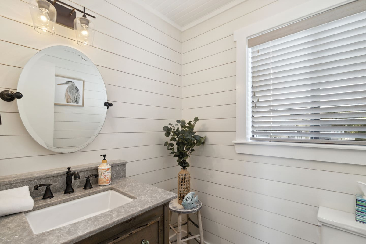 Spacious half bath on the Main level. 