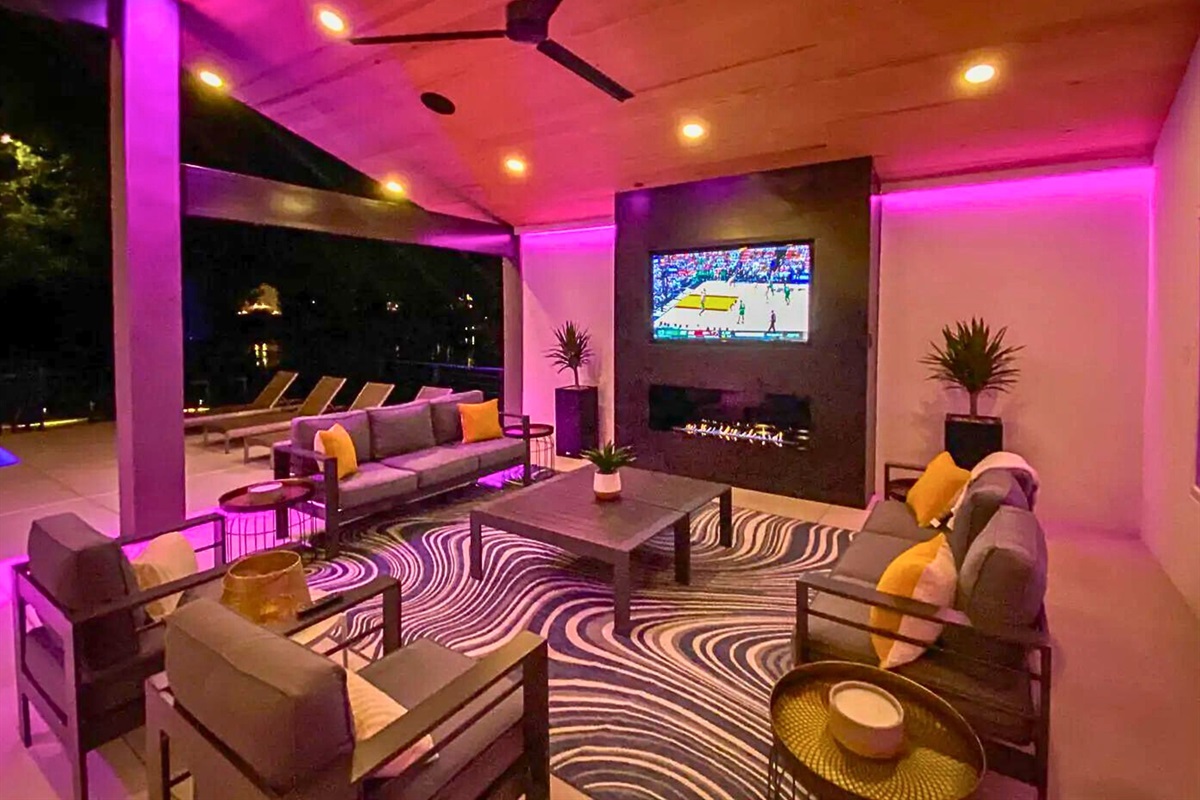 [Covered Patio] Turn on the Custom Neon Lighting and Enjoy a Night Under the Stars!