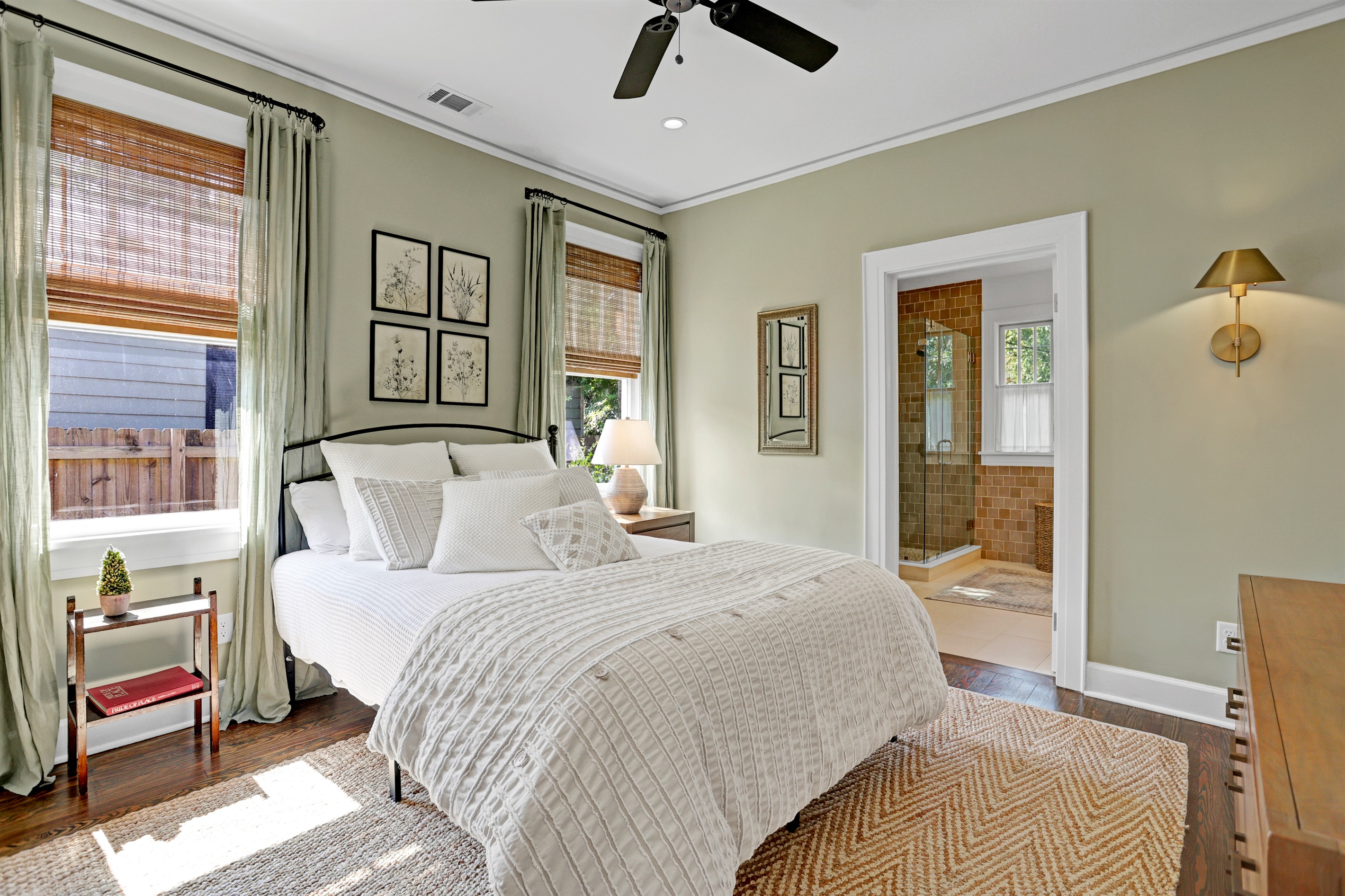 Minimalist design and gentle hues make this bedroom a calm and stylish retreat.