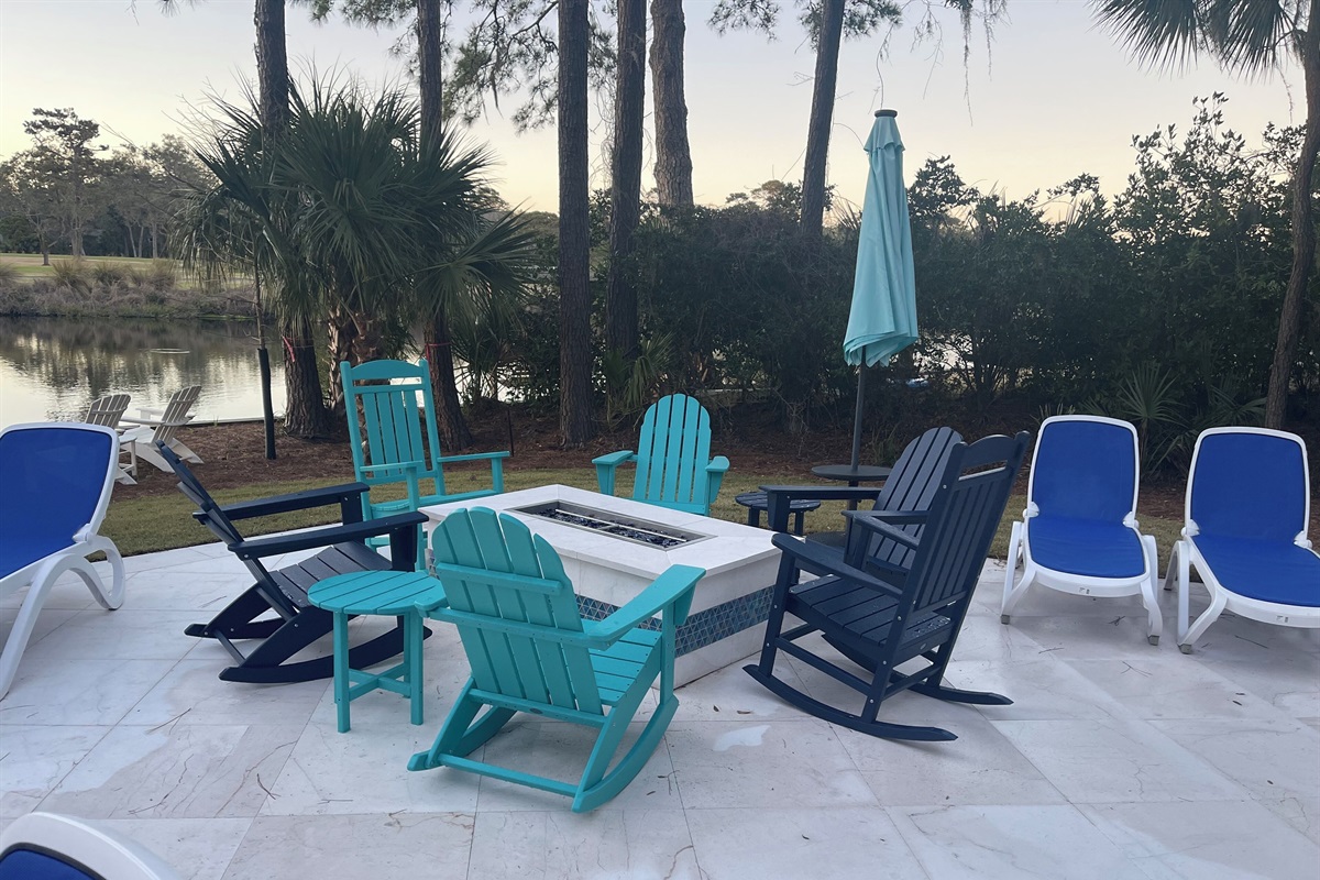 Rock the evening away around the new firepit with adirondack & standard rockers