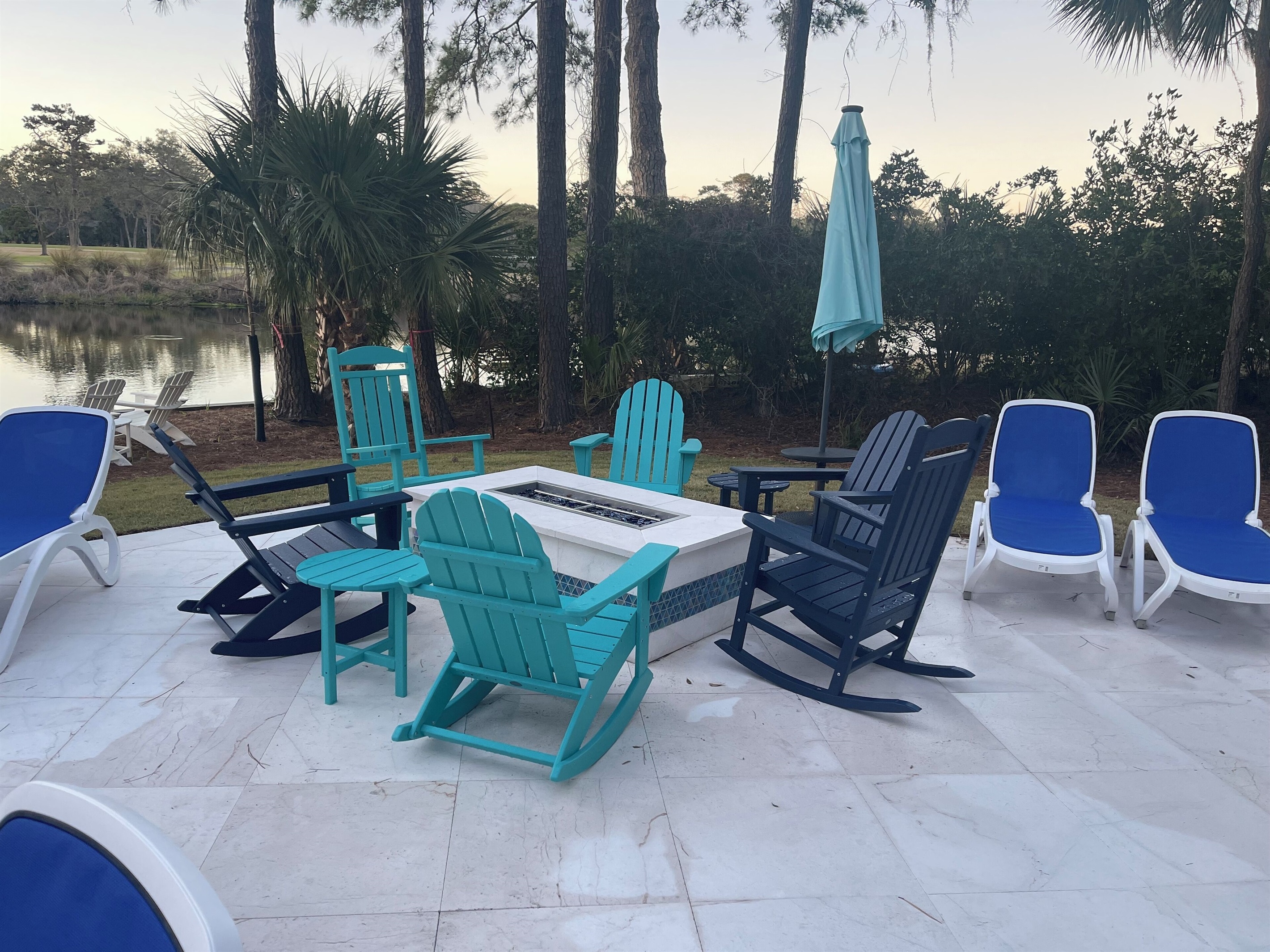 Rock the evening away around the new firepit with adirondack & standard rockers