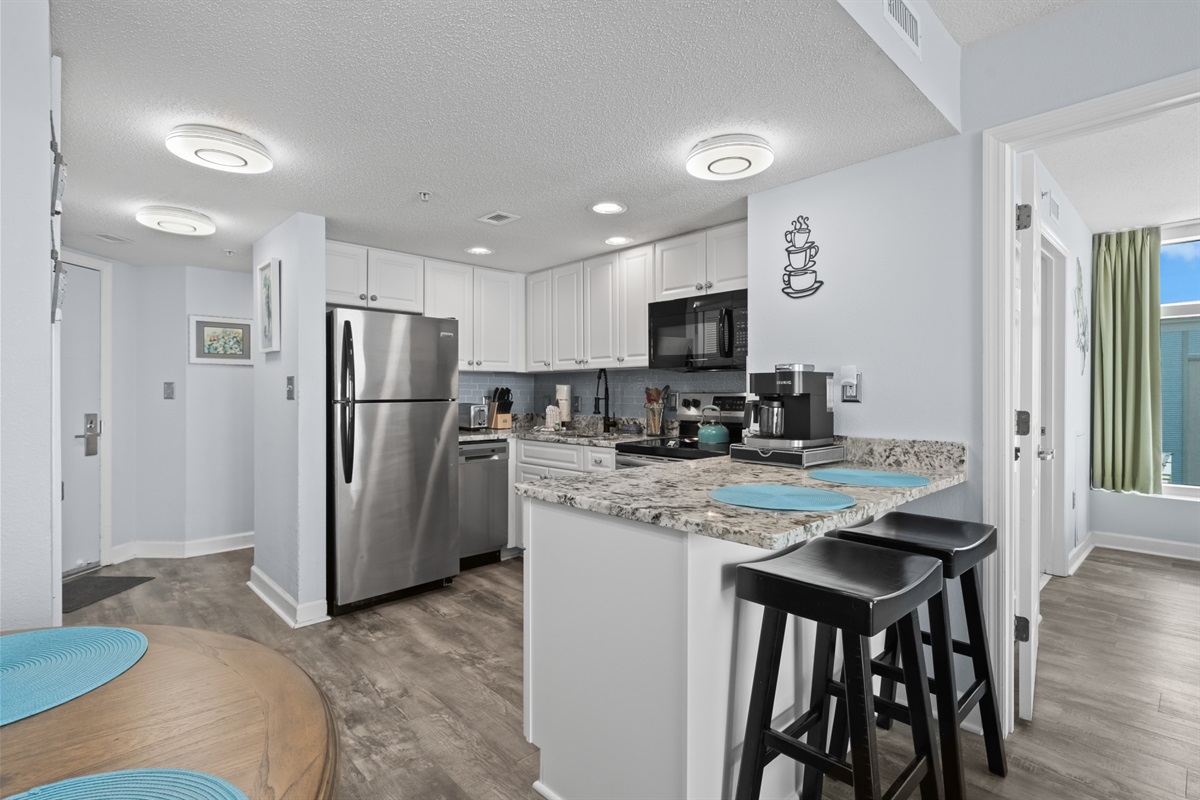 Overall Kitchen Area with Updated, Stainless Steel Appliances