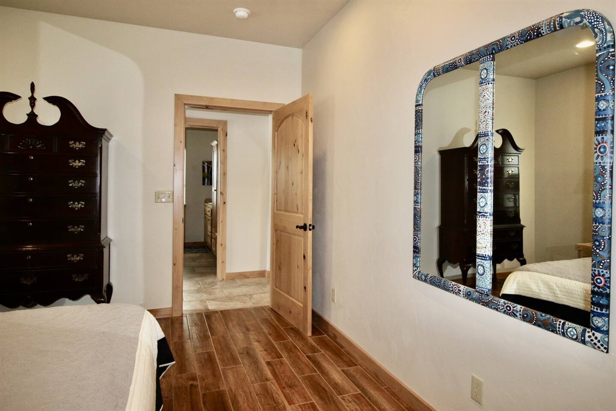 The home lives easy on a single level, with the bedroom just steps from the bath and living areas.