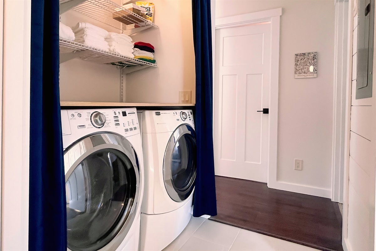 In-unit laundry for longer stays or post-hike cleanup.