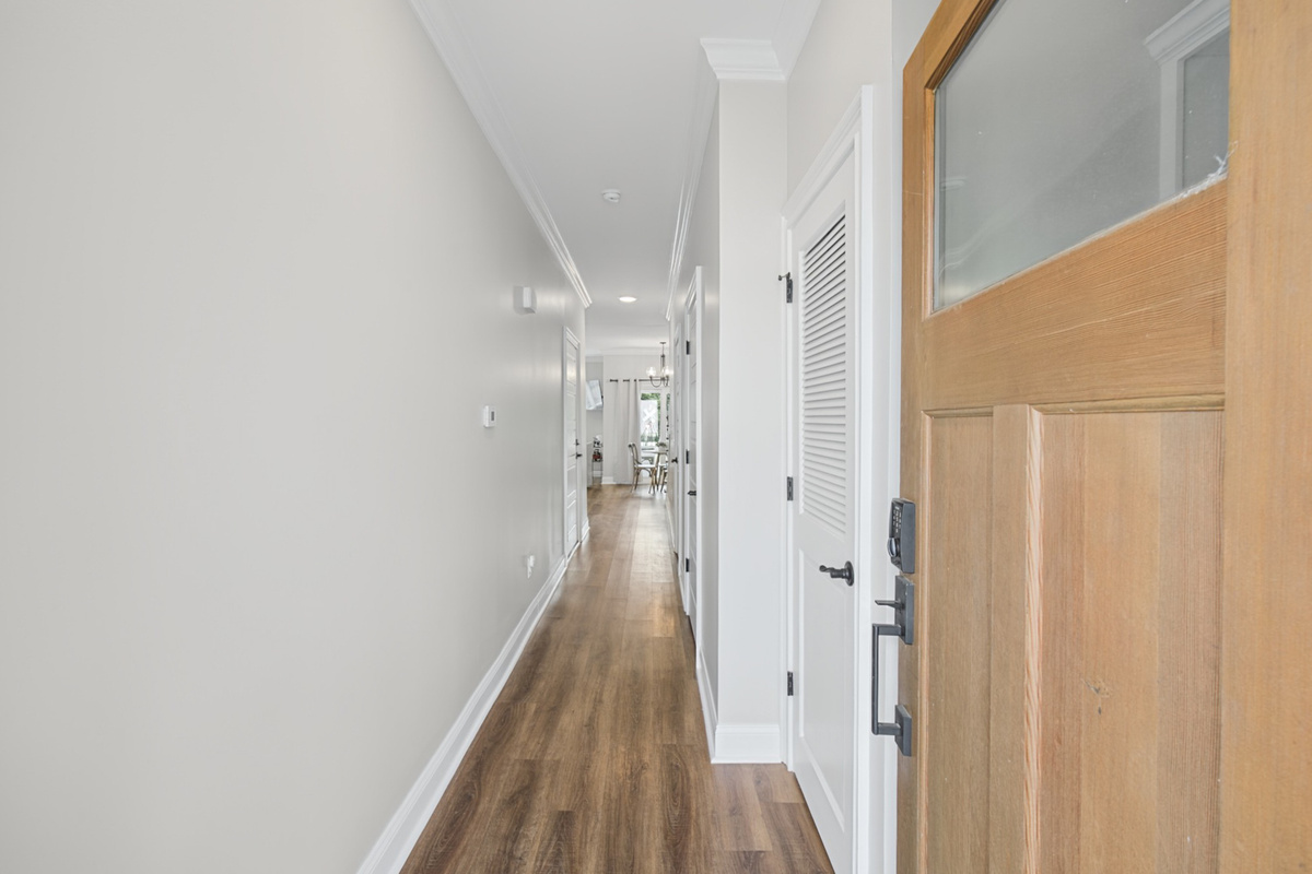 Bright entry hall leading into the open living space