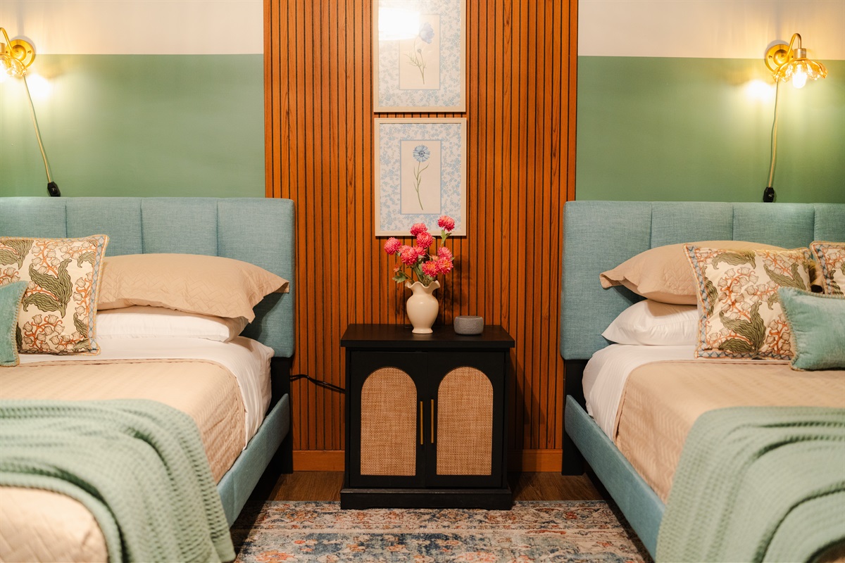 A spacious bedroom with two beds, giving your group plenty of room to sleep comfortably.