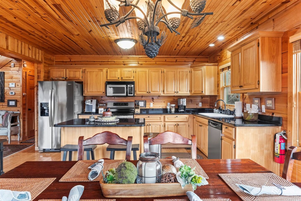 kitchen table and kitchen area