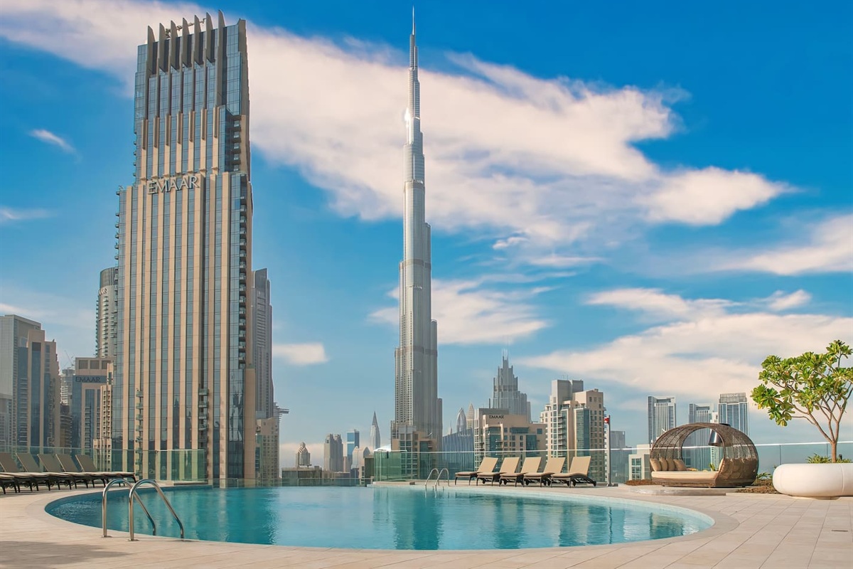 Burj Khalifa view from the pool