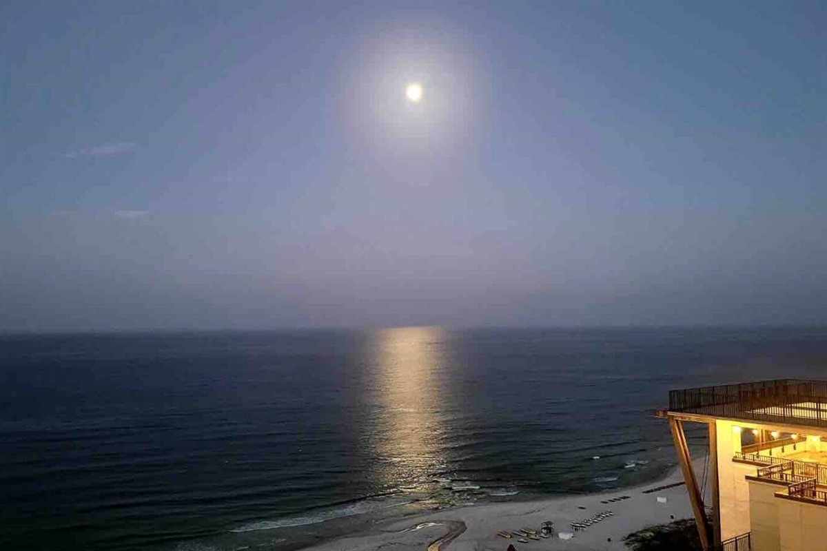 Sunset view from living room balcony