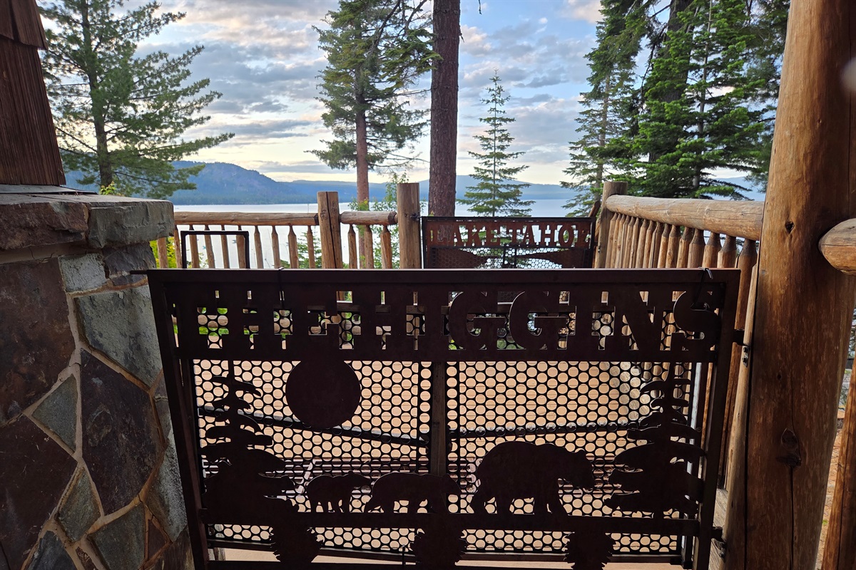 Rustic entry gate to the deck from our front entry area.