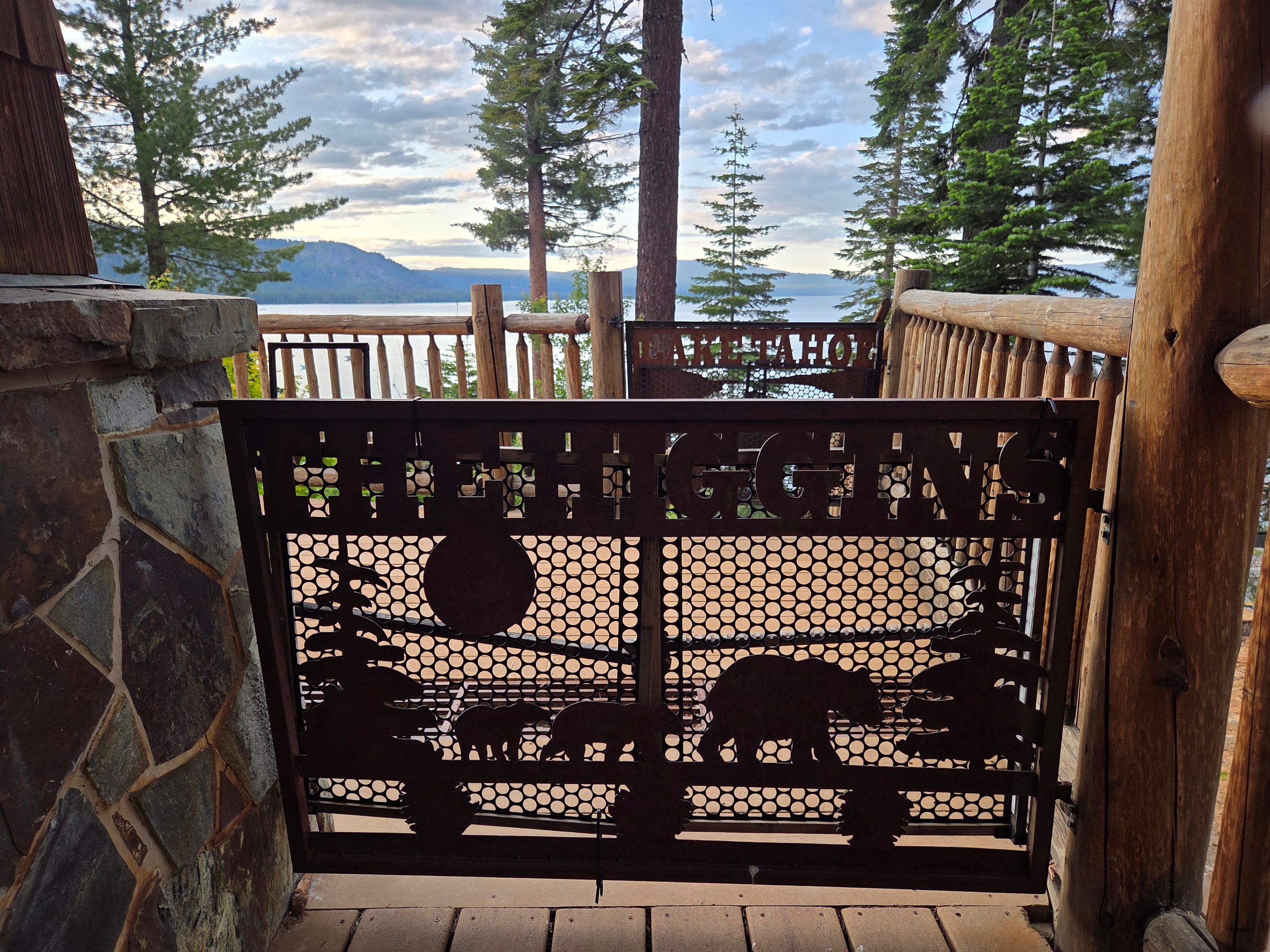 Rustic entry gate to the deck from our front entry area.