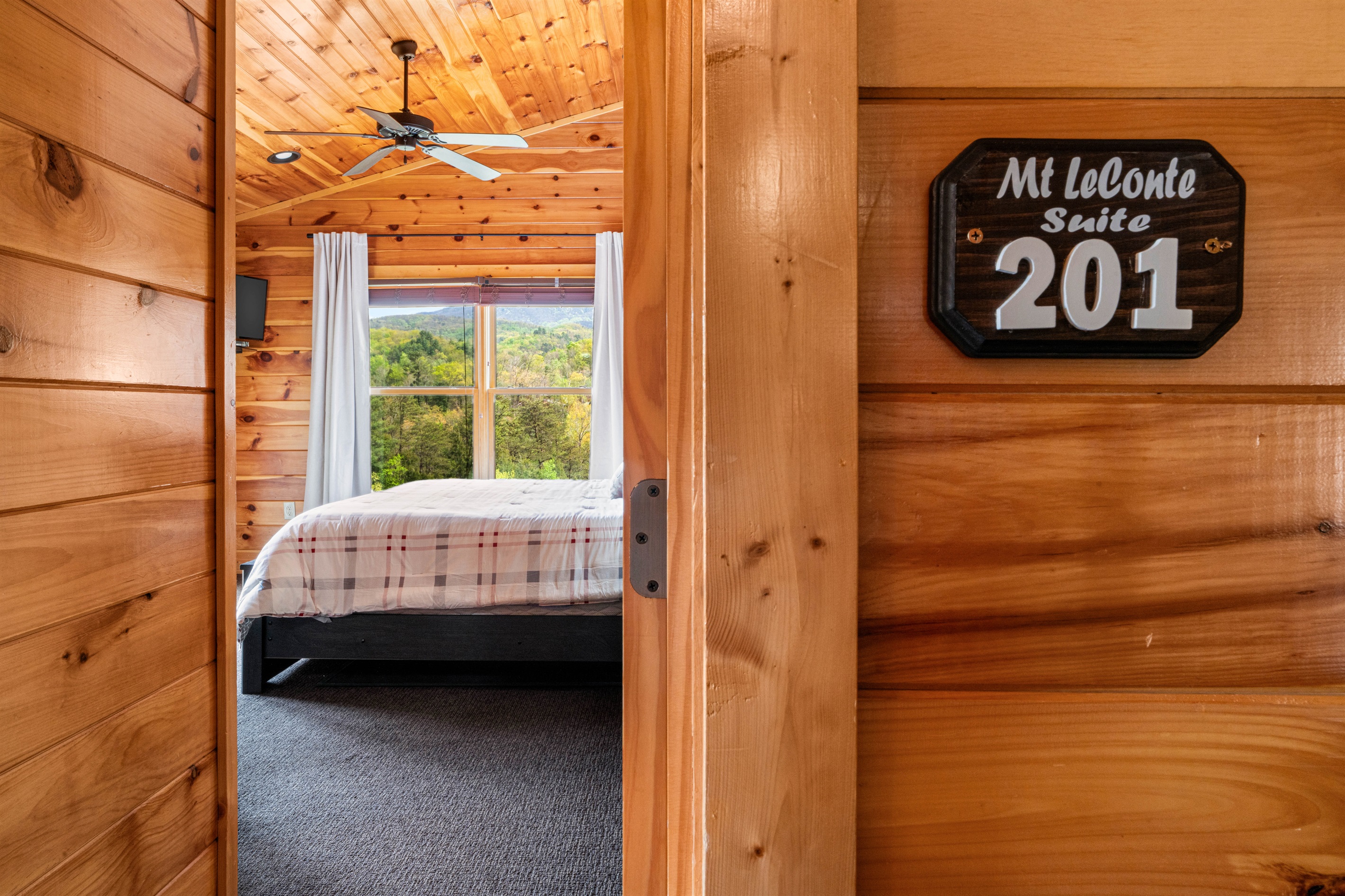 Your mountain cabin retreat is here in the relaxation of the Mt. LeConte Suite.