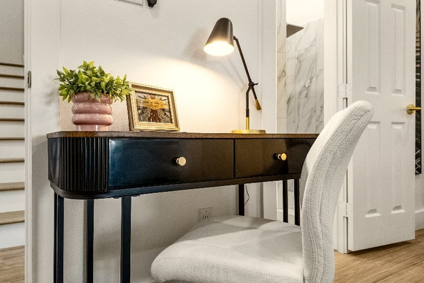 The Palm room boasts dedicated work space for when you need to get it done!