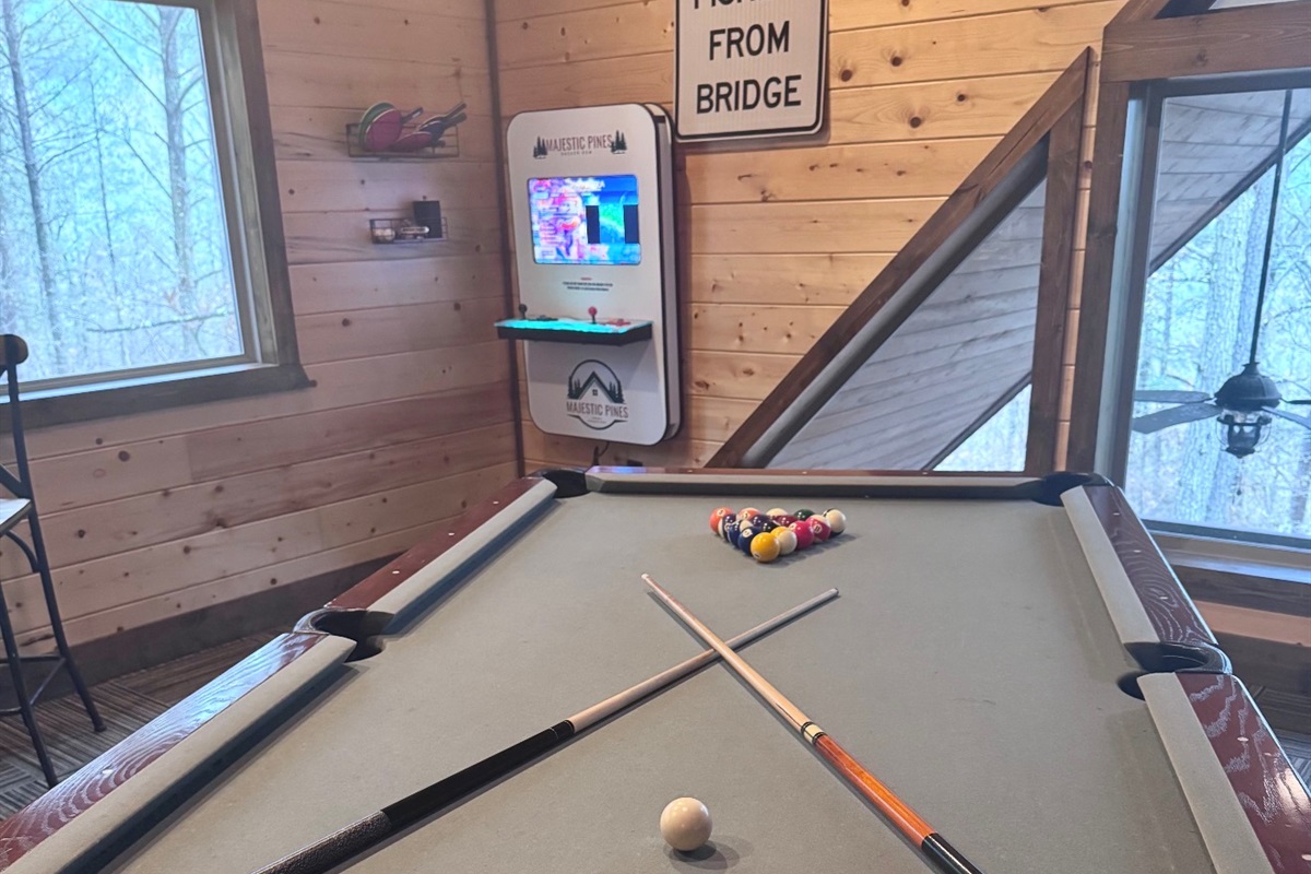Two games, one table — switch from billiards to table tennis in seconds at our Broken Bow vacation rental