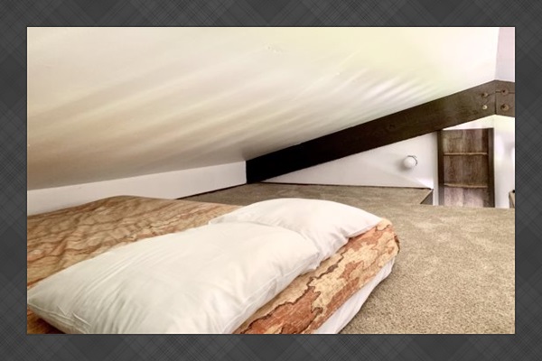 Loft area: Full-size bed.