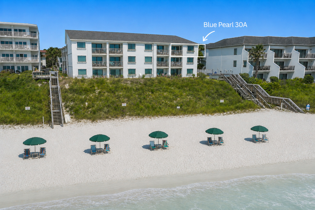 Perched on the top floor, this Gulf-front condo features soaring vaulted ceilings and no neighbors above, offering a peaceful and airy beachfront escape.