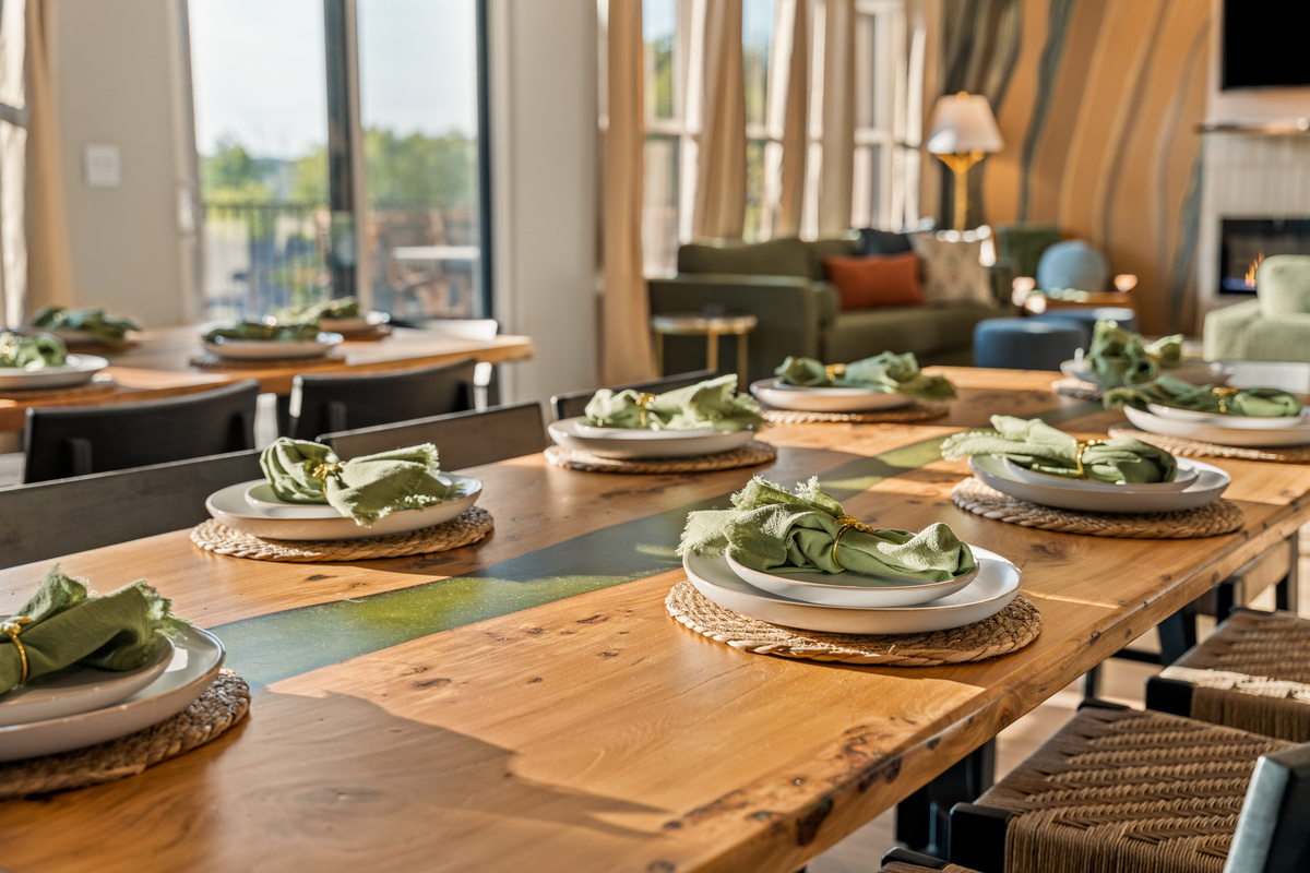Dining table: Gather everyone around the spacious dining table for meals, games, and quality time together.