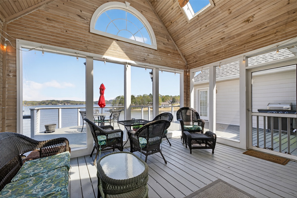 Covered outdoor sitting area Facing Water