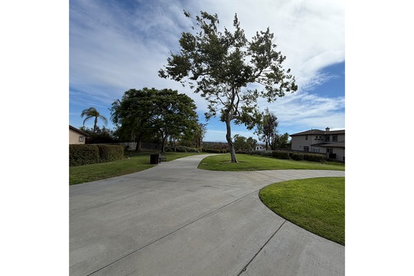 Peaceful walking trails with neighborhood views
