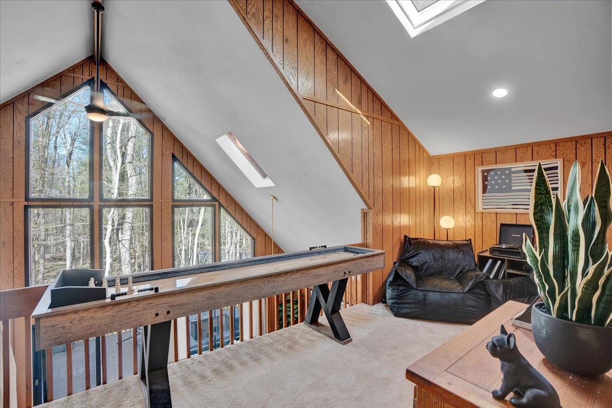“Spacious loft for games, reading, or a quiet glass of wine.”