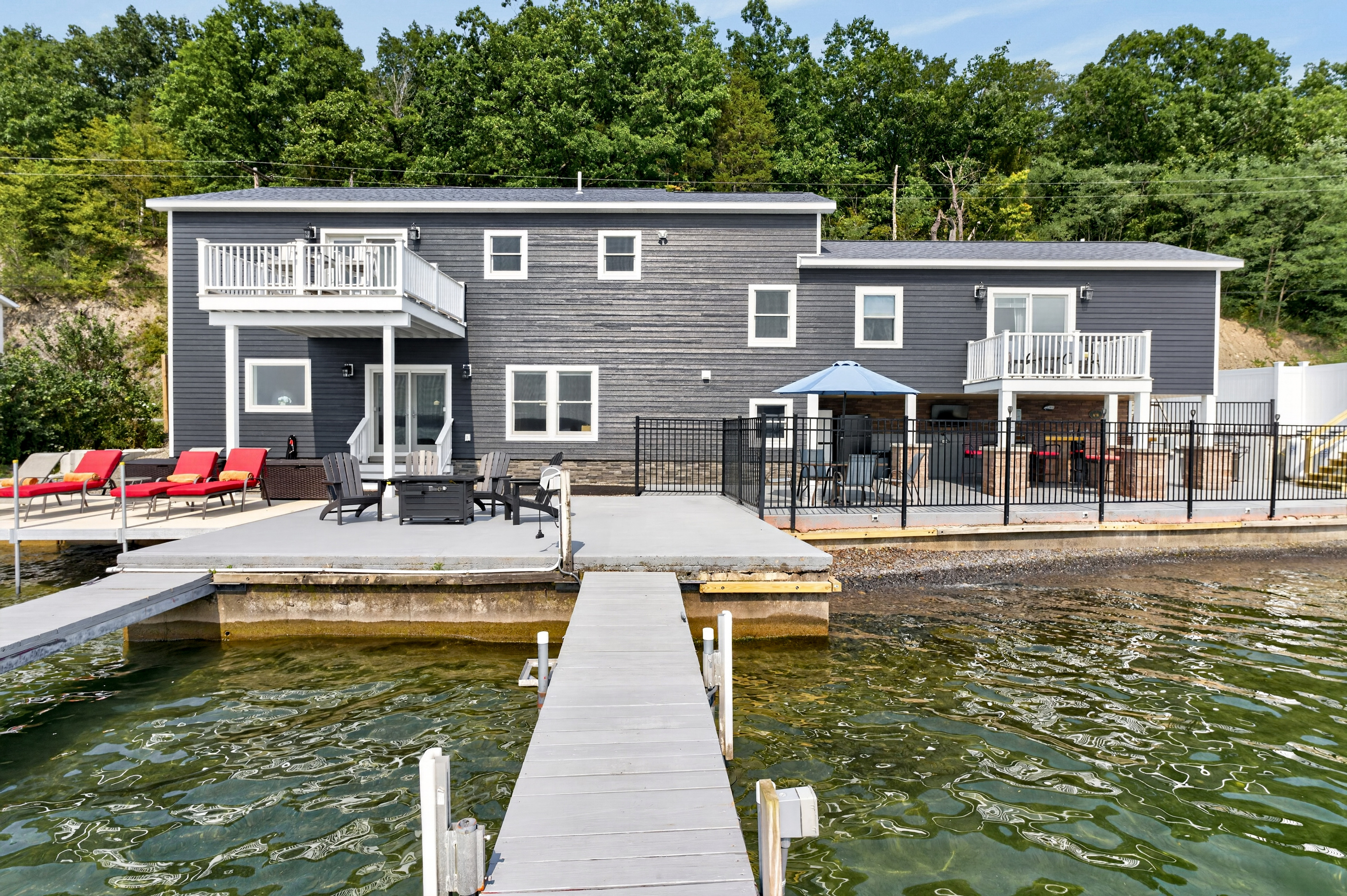 Lakefront exterior viewed from the dock