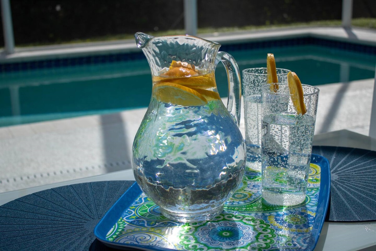 Enjoy fresh Florida oranges or lemons in your drink by the heated pool!