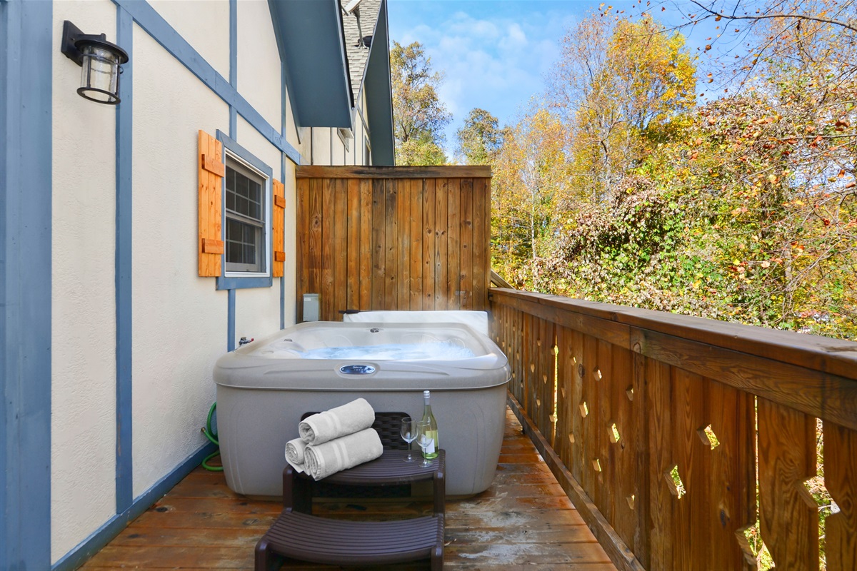 Hot Tub at the Alpine Bungalow in Helen, GA