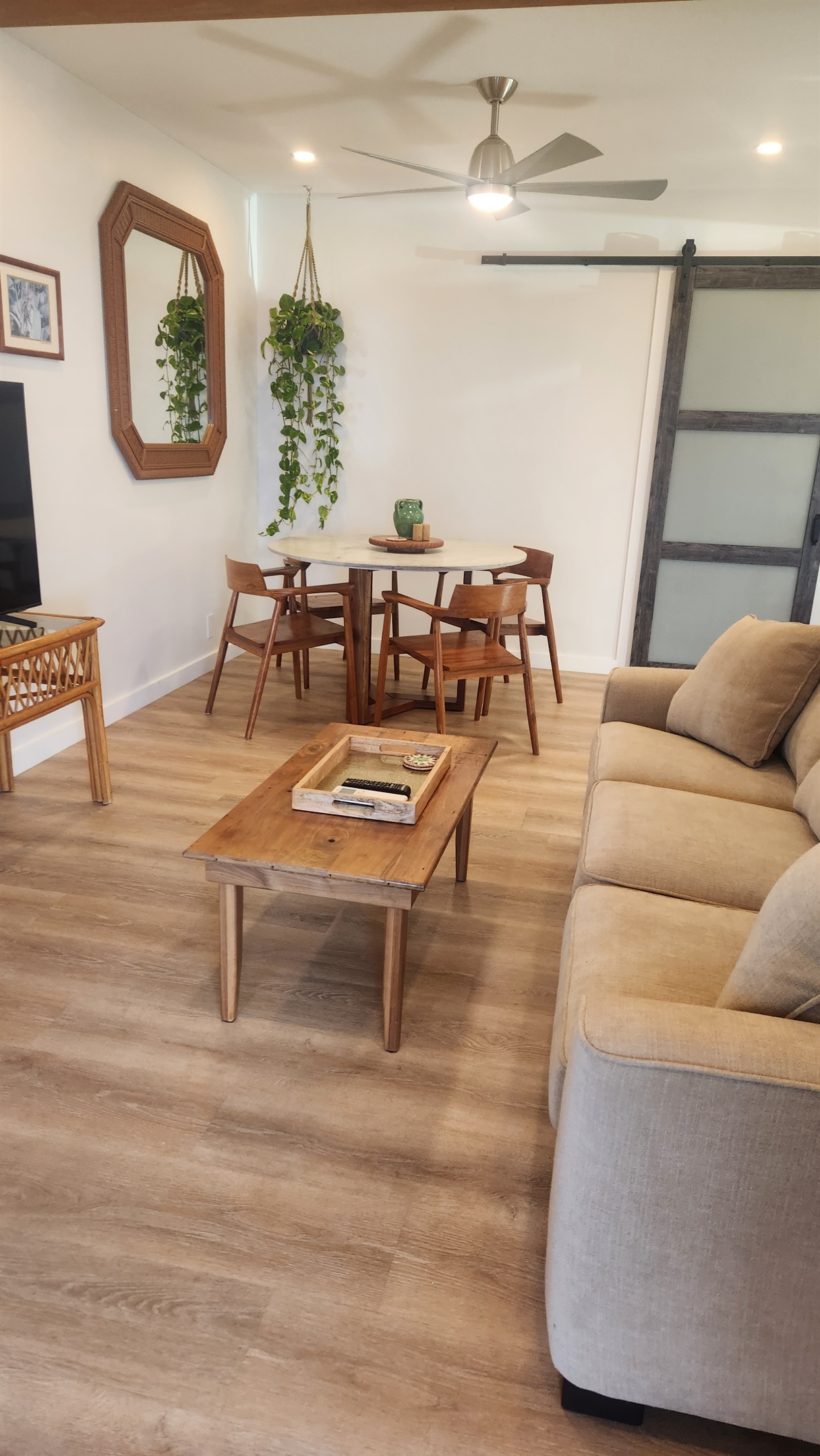 Sofa bed and dining room table