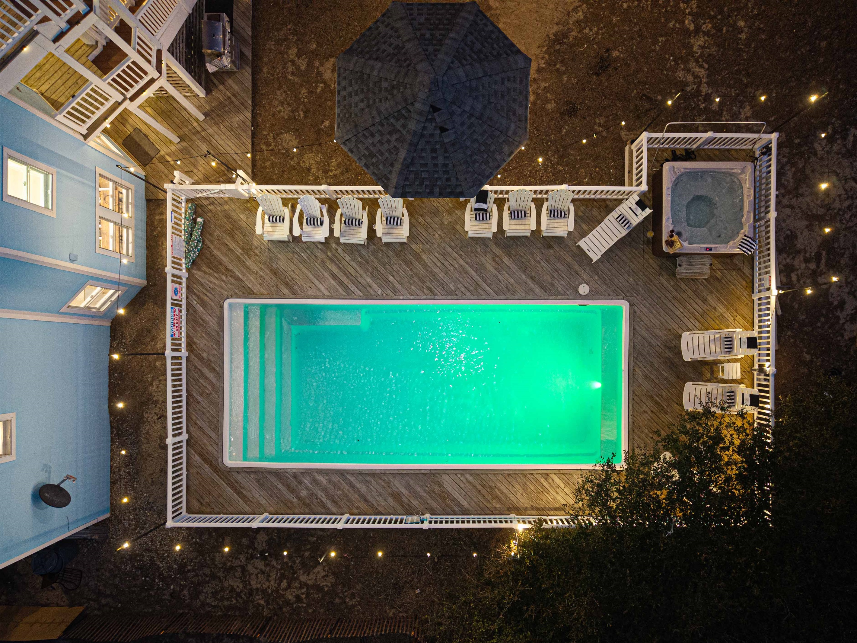 Overview of the pool and hot tub