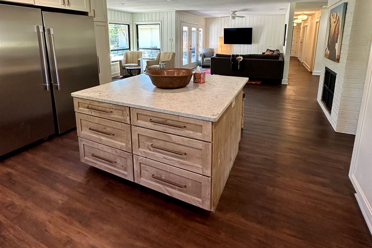 Kitchen with bar seating for three
