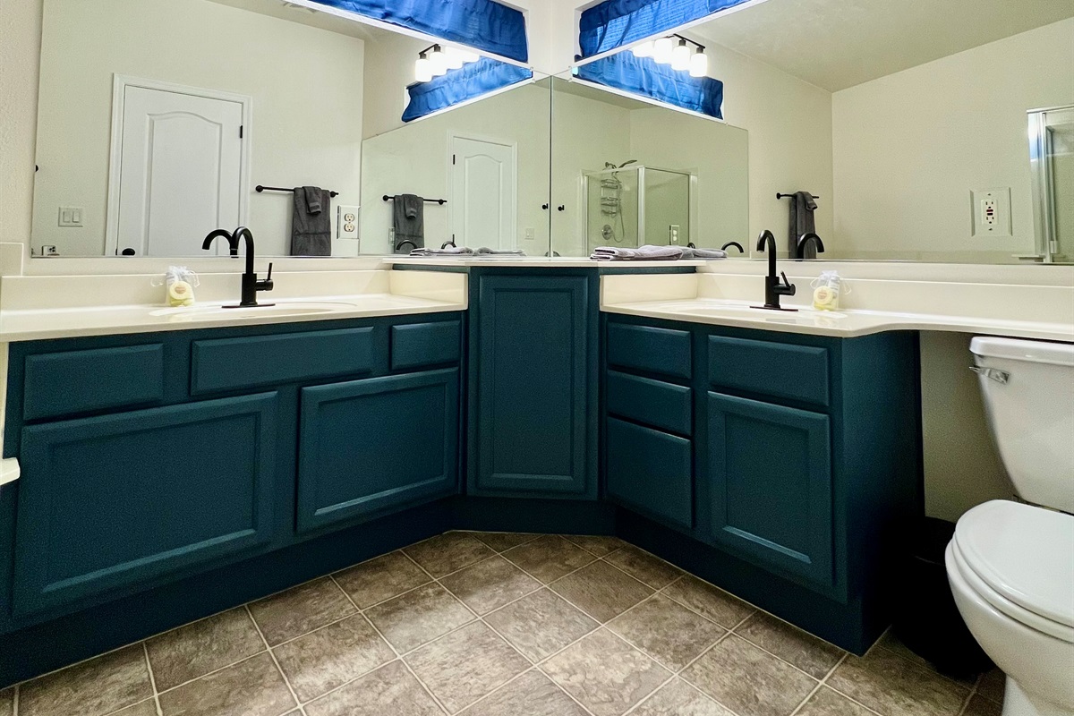 Ample counter space, perfect for couples or those who appreciate extra room to spread out