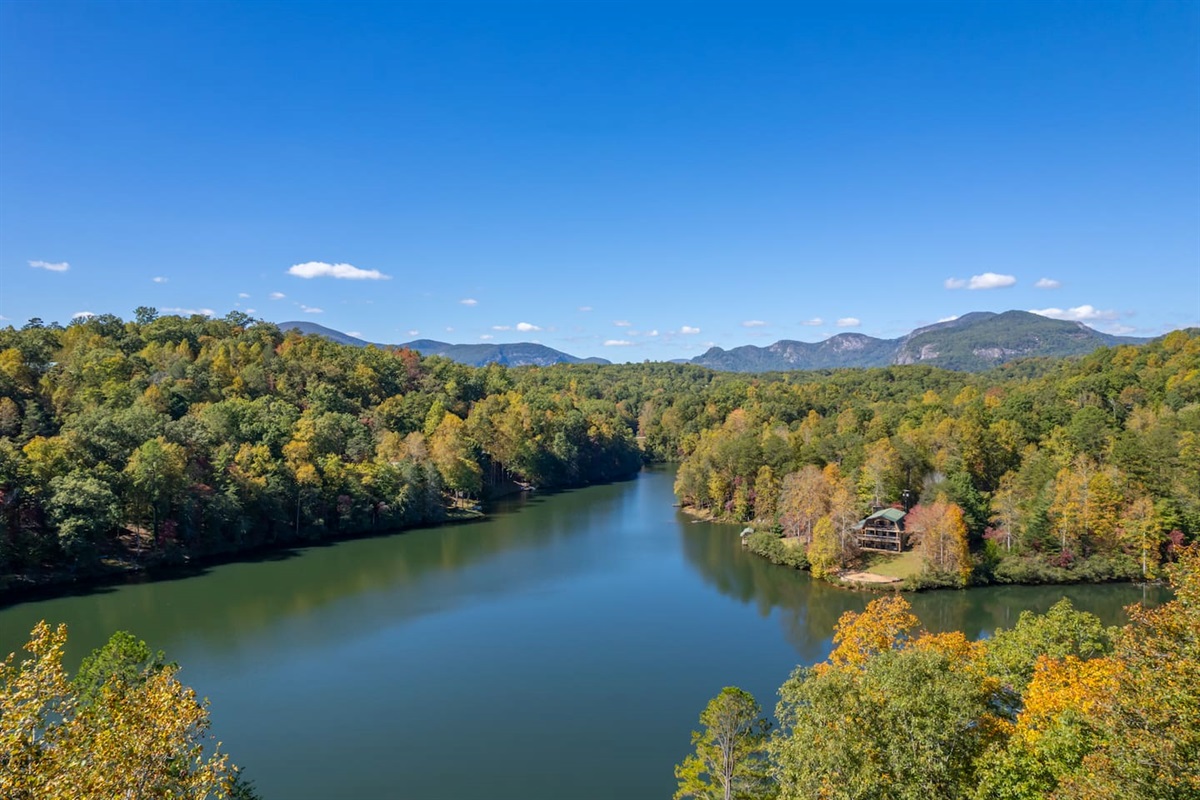 Mountain and lake view from cabin