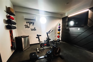 No excuses! Our converted garage is the perfect space to stay on top of your fitness routine while on vacation.