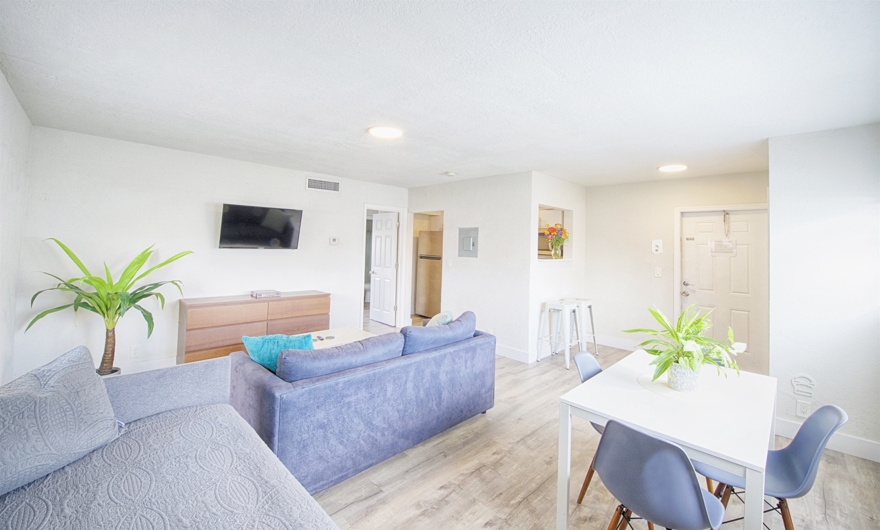 Alternate view of living room towards apartment entry