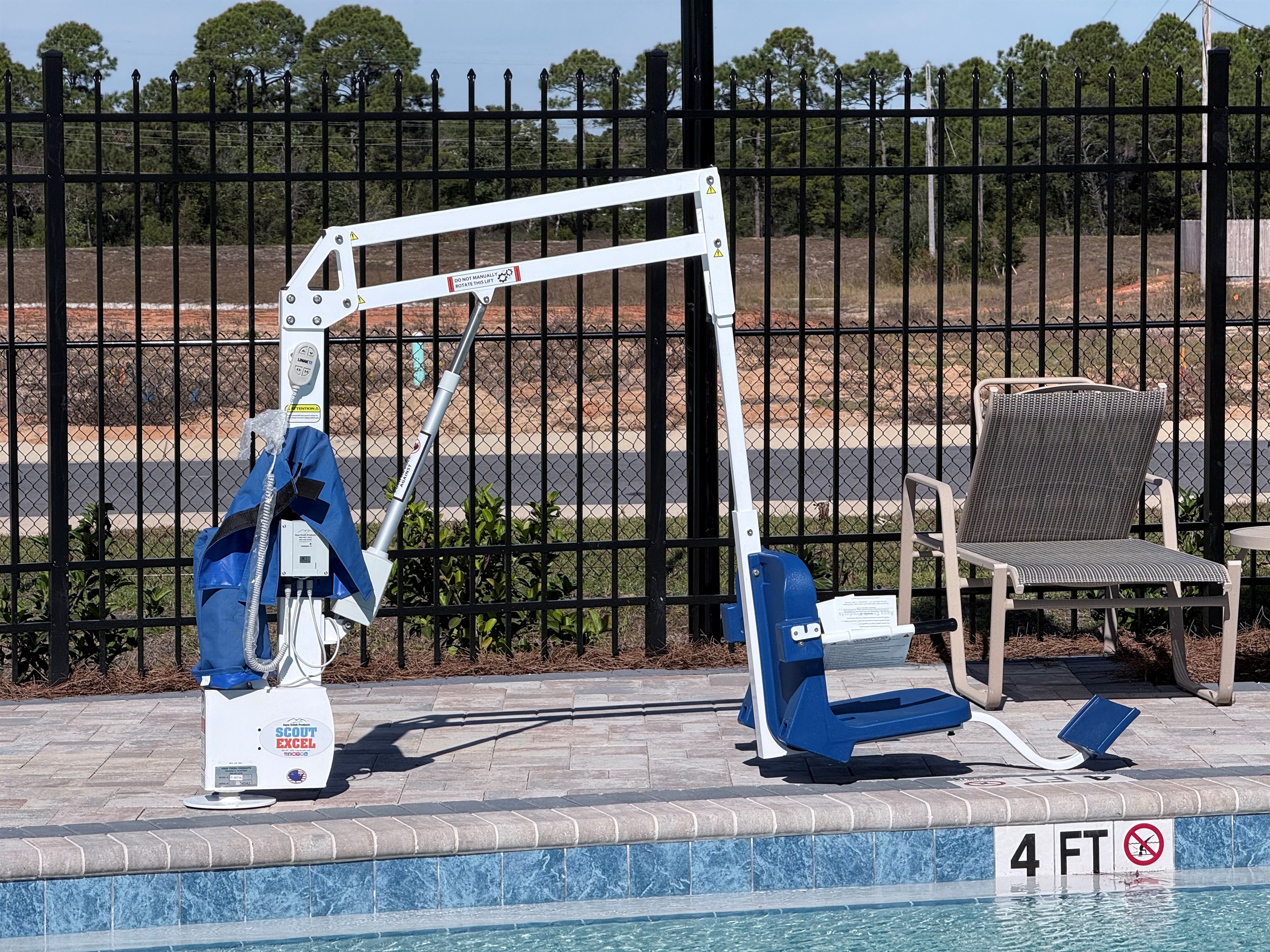 Pool hoist at the community pool 