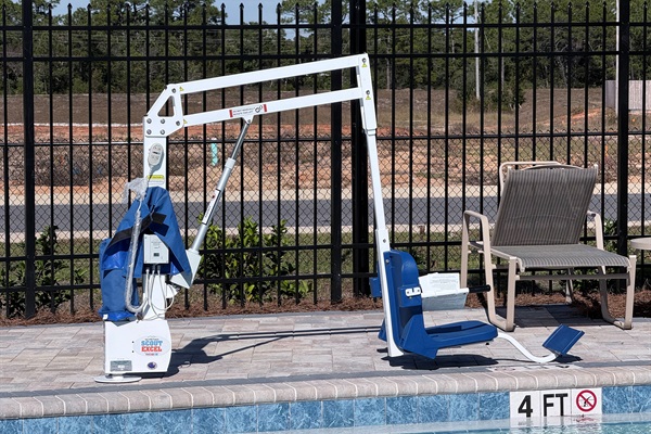 Pool hoist at the community pool 