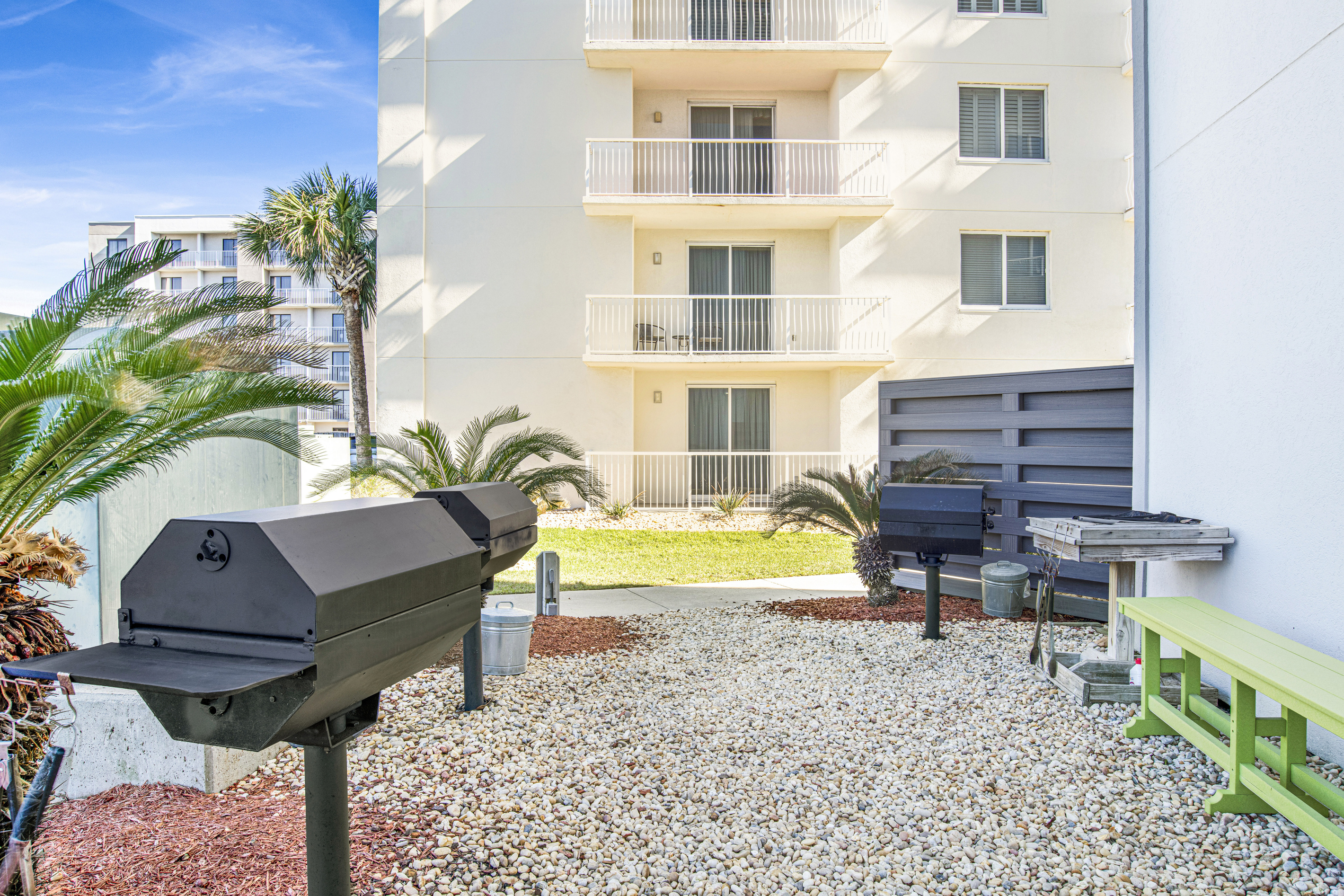 Grills and designated smoking area