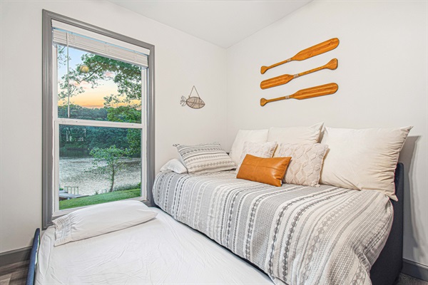 Enjoy beautiful sunset views from the comfort of the bunk room.