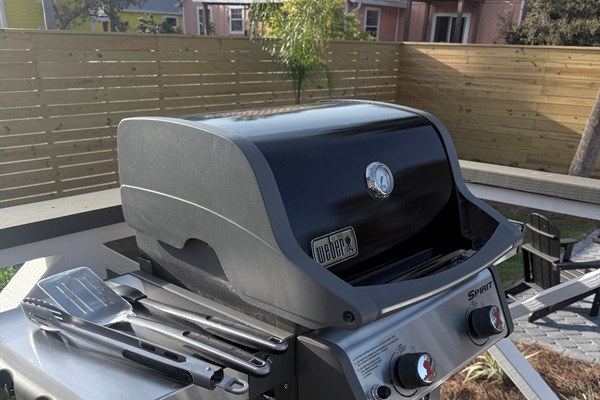Gas grill with grilling utensils
