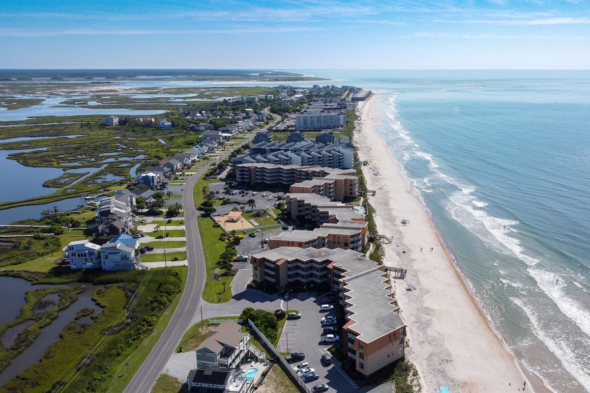 Topsail Dunes aerial view, looking north