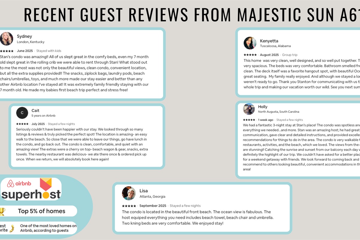 Recent reviews from happy guests show that you are in good hands!